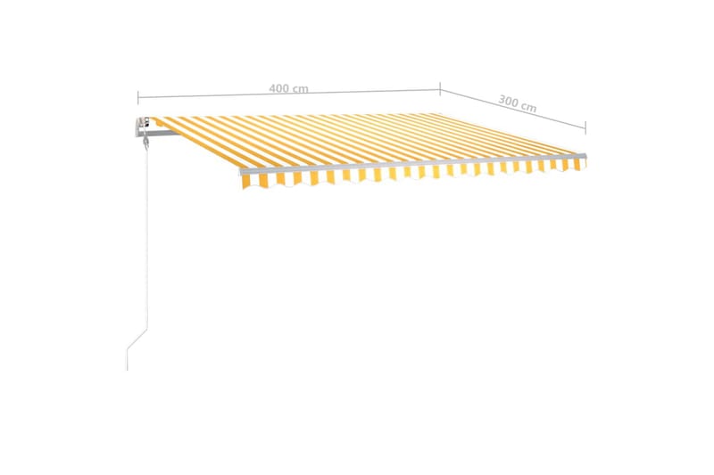 Manuell uttrekkbar markise med LED 400x300 cm gul og hvit - Gul - Balkongmarkise - Markiser - Terrassemarkise
