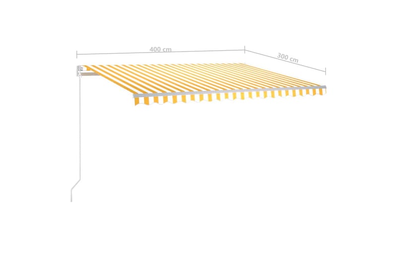 Manuell uttrekkbar markise med LED 400x300 cm gul og hvit - Gul - Balkongmarkise - Markiser - Terrassemarkise