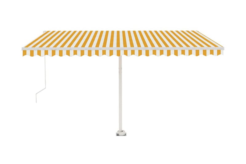 Manuell uttrekkbar markise med LED 400x300 cm gul og hvit - Gul - Hagemøbler - Solbeskyttelse - Markiser - Balkongmarkise