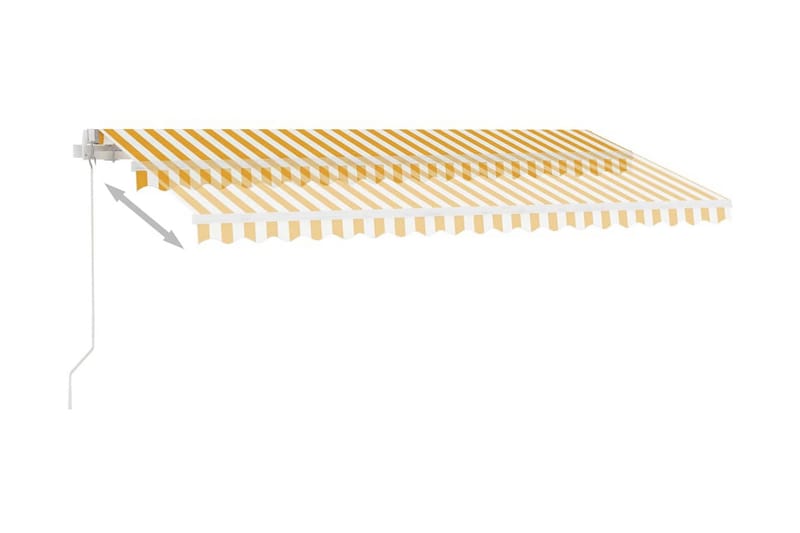 Manuell uttrekkbar markise med LED 400x300 cm gul og hvit - Gul - Hagemøbler - Solbeskyttelse - Markiser - Balkongmarkise