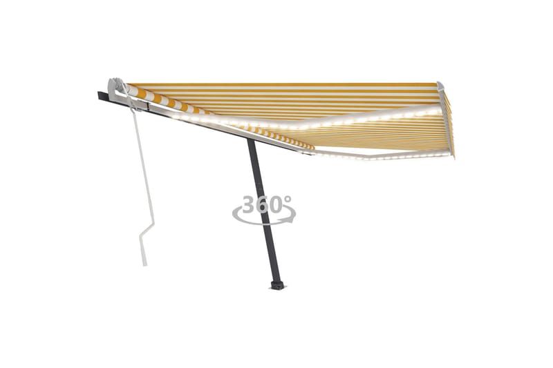 Manuell uttrekkbar markise med LED 400x300 cm gul og hvit - Gul - Hagemøbler - Solbeskyttelse - Markiser - Balkongmarkise