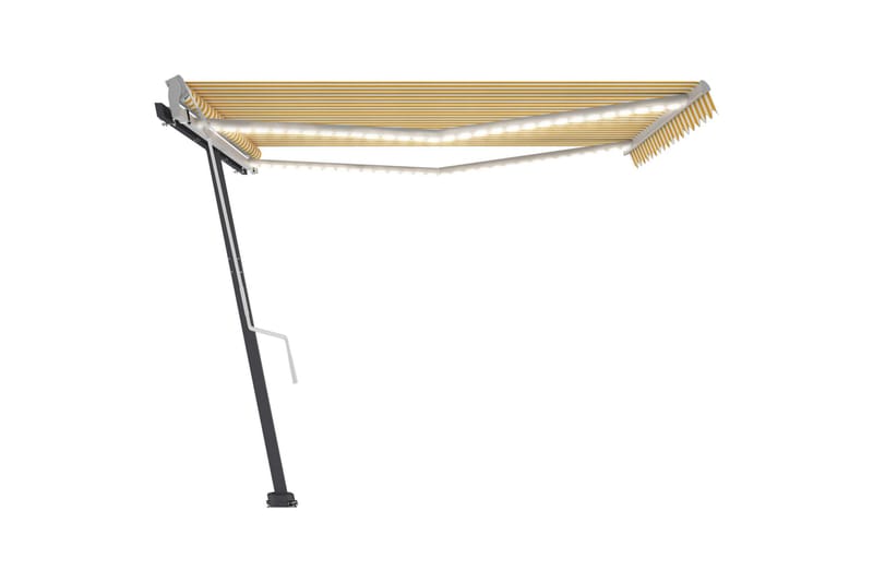 Manuell uttrekkbar markise med LED 400x300 cm gul og hvit - Gul - Hagemøbler - Solbeskyttelse - Markiser - Balkongmarkise
