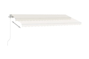Manuell uttrekkbar markise med LED 400x300 cm kremhvit - Krem - Hagemøbler - Solbeskyttelse - Markiser - Balkongmarkise