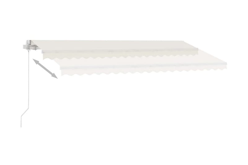 Manuell uttrekkbar markise med LED 400x300 cm kremhvit - Krem - Balkongmarkise - Markiser - Terrassemarkise