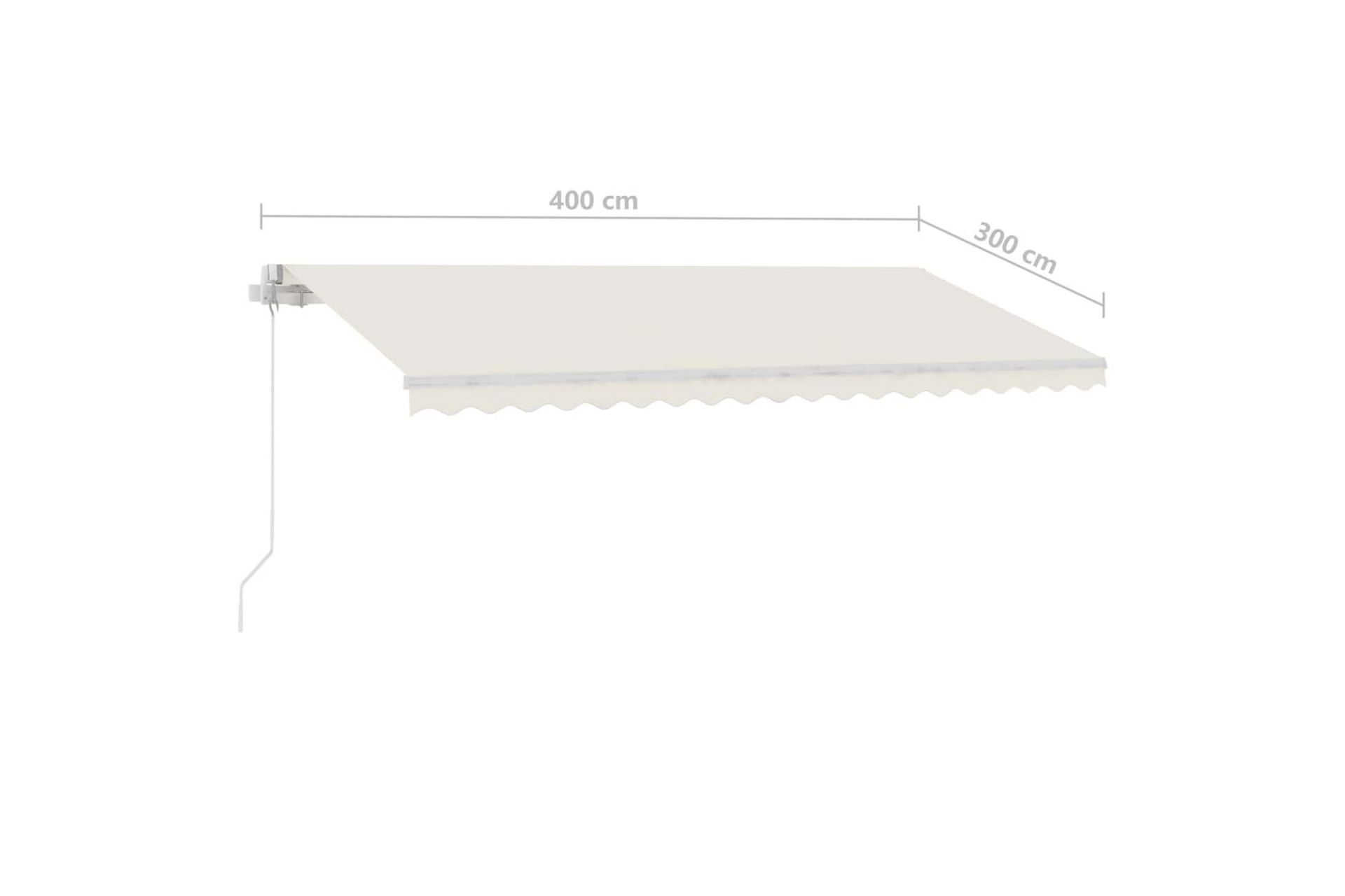 Manuell uttrekkbar markise med LED 400x300 cm kremhvit - Krem - Hagemøbler - Solbeskyttelse - Markiser - Balkongmarkise