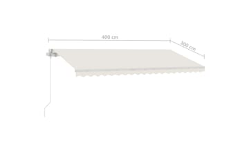 Manuell uttrekkbar markise med LED 400x300 cm kremhvit - Krem - Hagemøbler - Solbeskyttelse - Markiser - Balkongmarkise