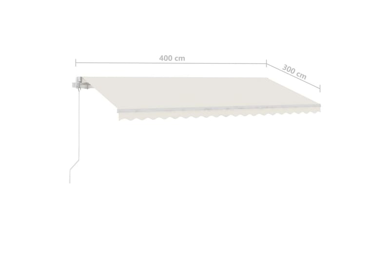 Manuell uttrekkbar markise med LED 400x300 cm kremhvit - Krem - Hagemøbler - Solbeskyttelse - Markiser - Balkongmarkise