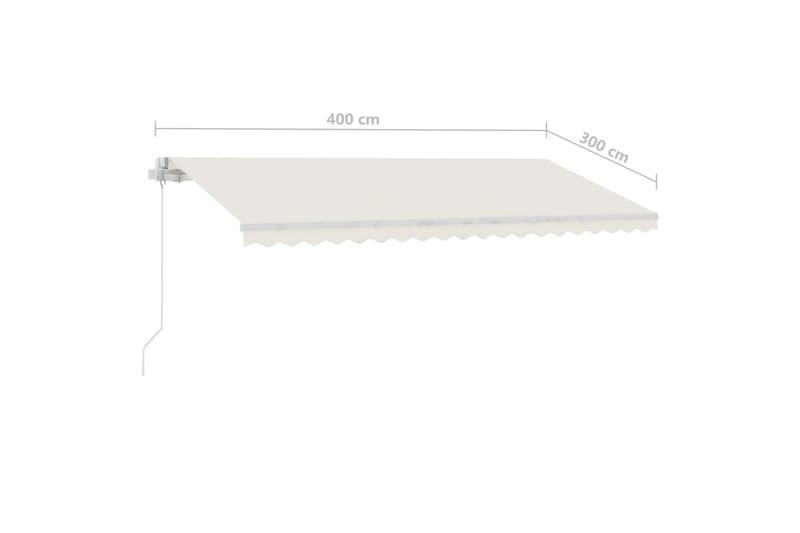 Manuell uttrekkbar markise med LED 400x300 cm kremhvit - Krem - Balkongmarkise - Markiser - Terrassemarkise