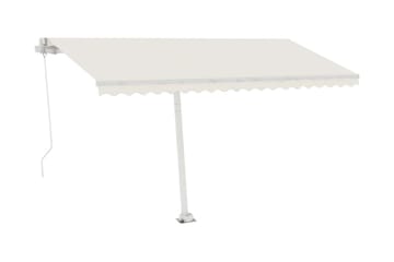 Manuell uttrekkbar markise med LED 400x300 cm kremhvit - Krem - Hagemøbler - Solbeskyttelse - Markiser - Balkongmarkise