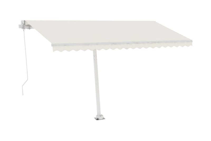 Manuell uttrekkbar markise med LED 400x300 cm kremhvit - Krem - Hagemøbler - Solbeskyttelse - Markiser - Balkongmarkise