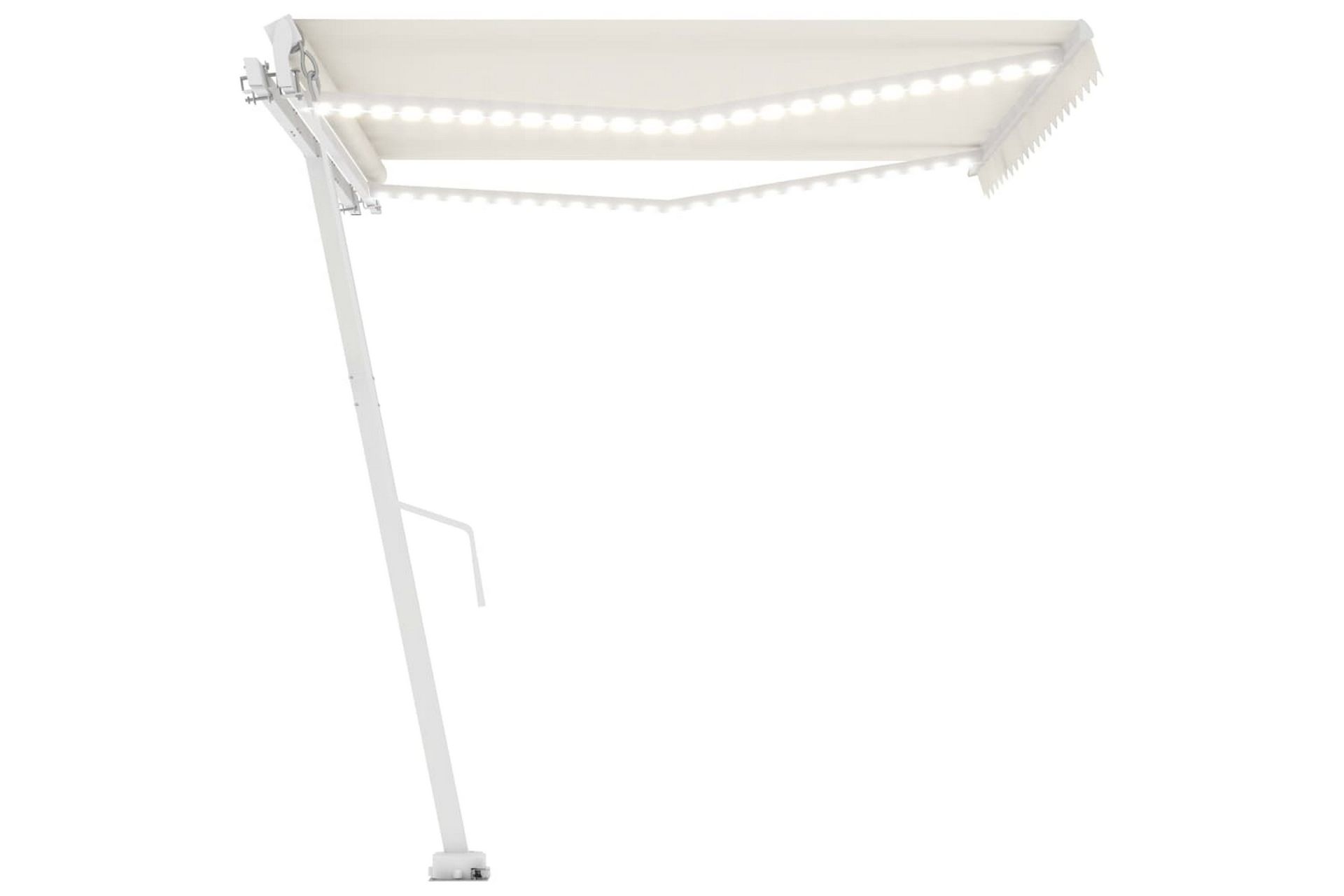 Manuell uttrekkbar markise med LED 400x300 cm kremhvit - Krem - Hagemøbler - Solbeskyttelse - Markiser - Balkongmarkise