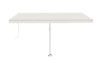 Manuell uttrekkbar markise med LED 400x300 cm kremhvit - Krem - Hagemøbler - Solbeskyttelse - Markiser - Balkongmarkise