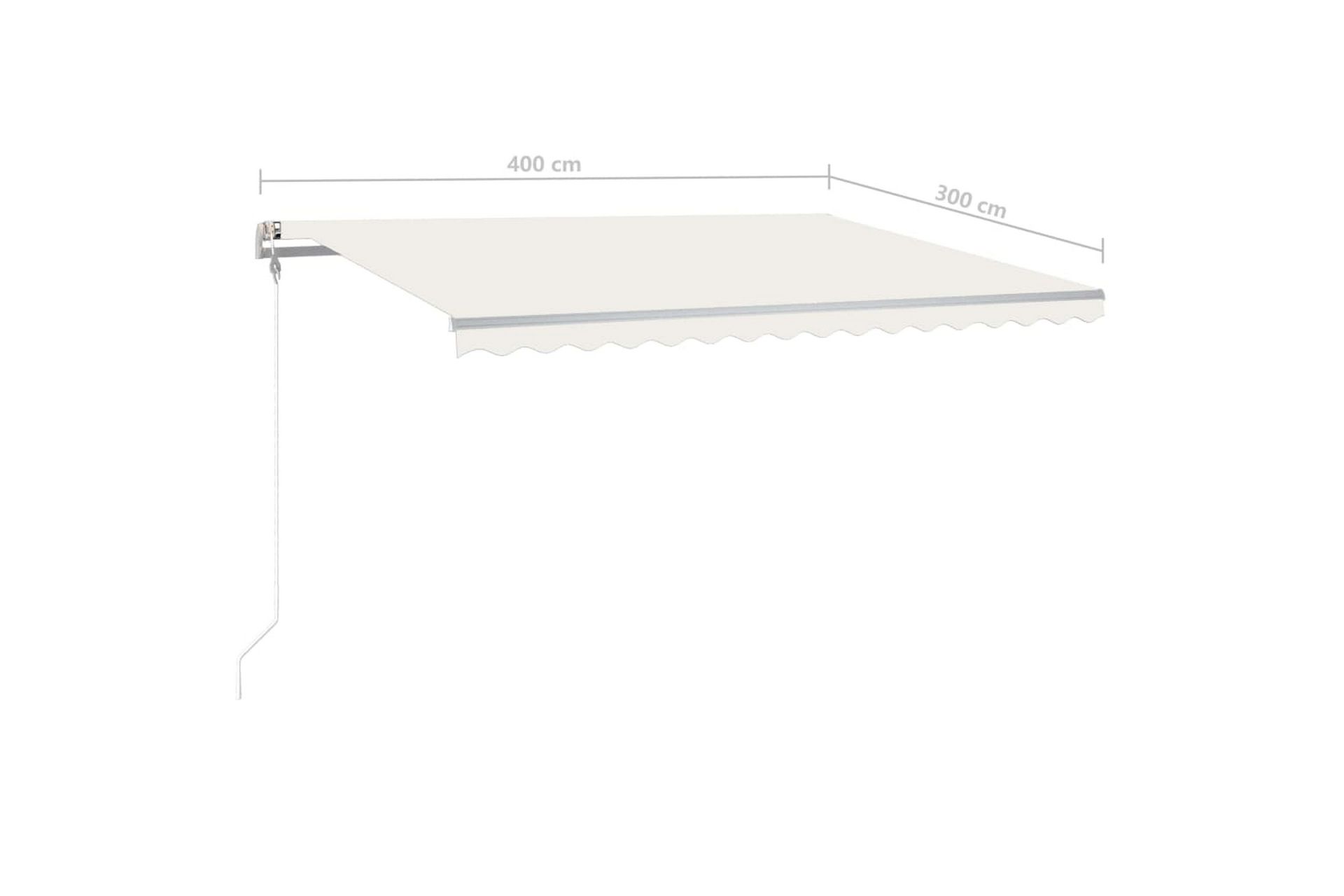Manuell uttrekkbar markise med LED 400x300 cm kremhvit - Krem - Hagemøbler - Solbeskyttelse - Markiser - Balkongmarkise