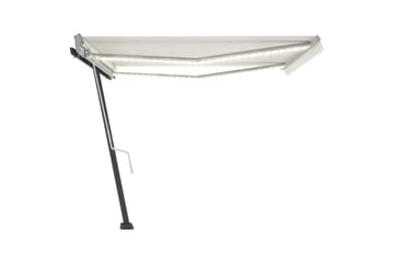 Manuell uttrekkbar markise med LED 400x300 cm kremhvit - Krem - Hagemøbler - Solbeskyttelse - Markiser - Balkongmarkise