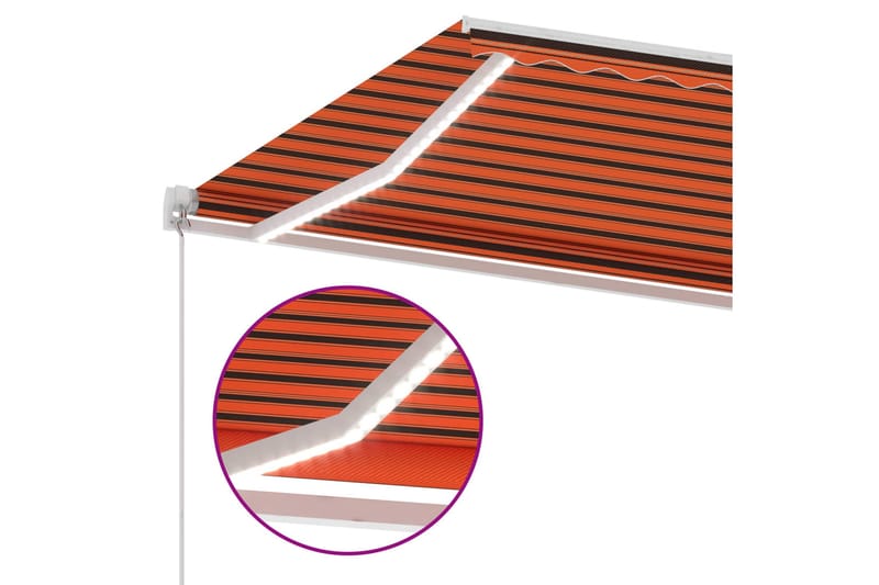Manuell uttrekkbar markise med LED 400x300 cm - Oransj - Hagemøbler - Solbeskyttelse - Markiser - Balkongmarkise