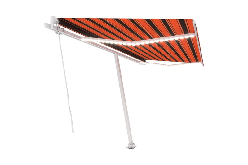 Manuell uttrekkbar markise med LED 400x300 cm - Oransj - Hagemøbler - Solbeskyttelse - Markiser - Balkongmarkise