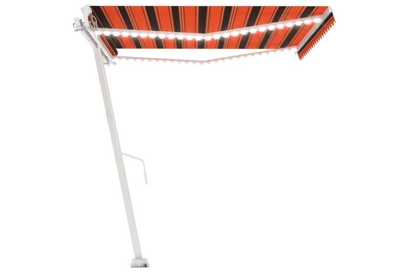 Manuell uttrekkbar markise med LED 400x300 cm - Oransj - Hagemøbler - Solbeskyttelse - Markiser - Balkongmarkise