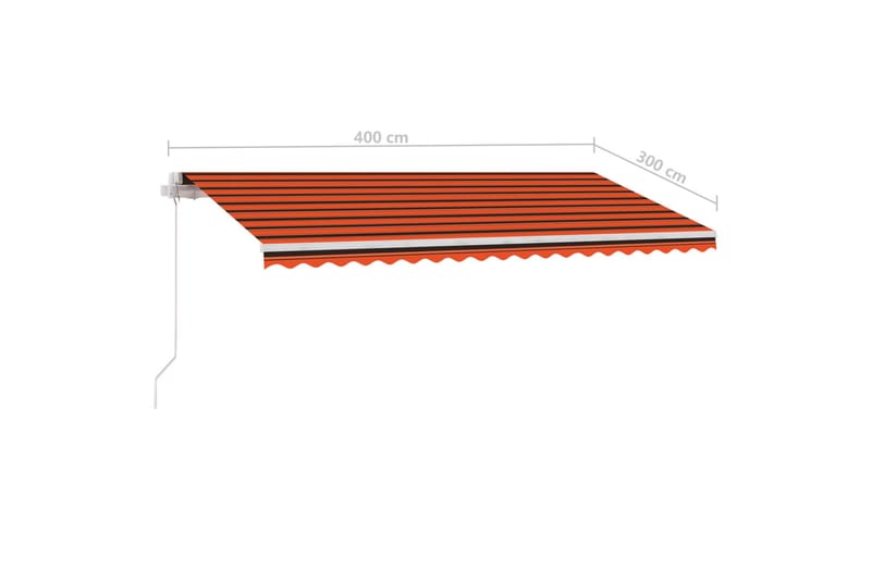 Manuell uttrekkbar markise med LED 400x300 cm - Oransj - Hagemøbler - Solbeskyttelse - Markiser - Balkongmarkise