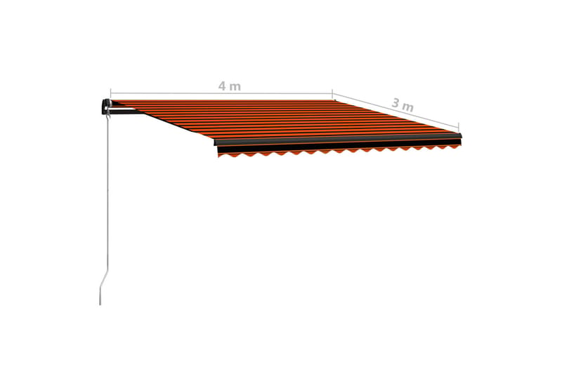 Manuell uttrekkbar markise med LED 400x300 cm oransje & brun - Vindusmarkise - Markiser