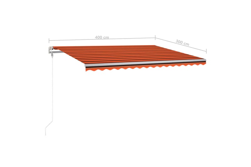 Manuell uttrekkbar markise med LED 400x300 cm oransje og bru - Oransj - Balkongmarkise - Markiser - Terrassemarkise