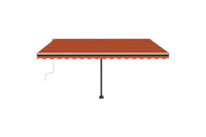 Manuell uttrekkbar markise med LED 400x300 cm oransje og bru - Oransj - Balkongmarkise - Markiser - Terrassemarkise