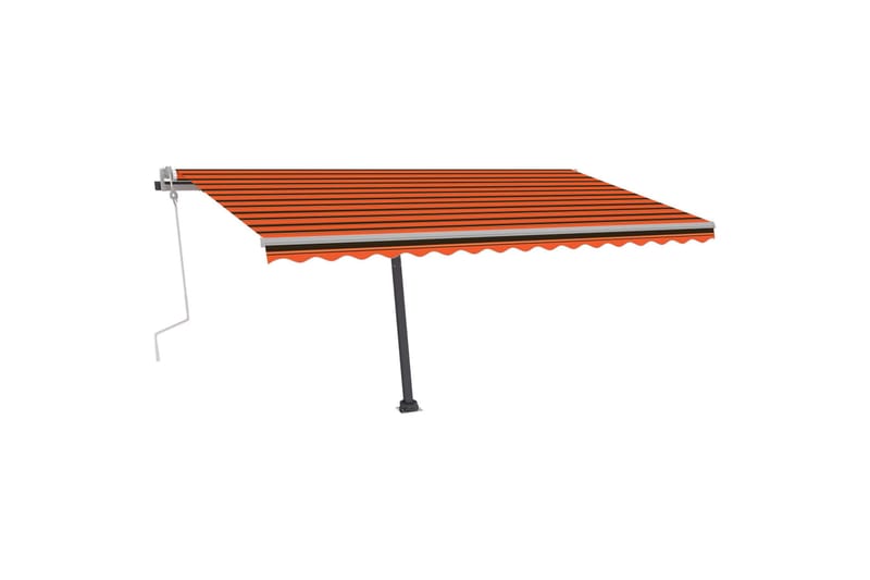 Manuell uttrekkbar markise med LED 400x300 cm oransje og bru - Oransj - Balkongmarkise - Markiser - Terrassemarkise