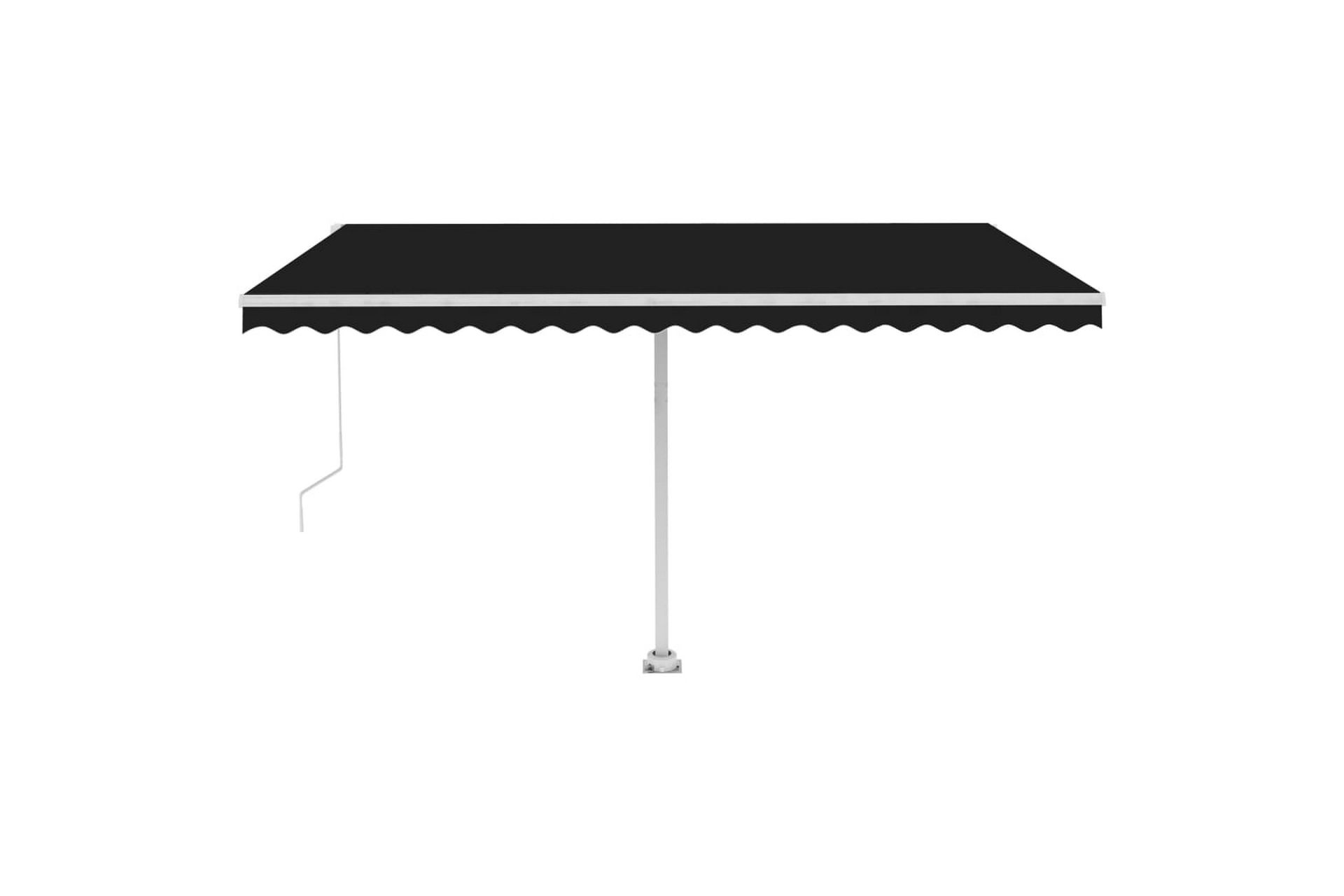Manuell uttrekkbar markise med LED 400x350 cm antrasitt - Antrasittgrå - Hagemøbler - Solbeskyttelse - Markiser - Balkongmarkise