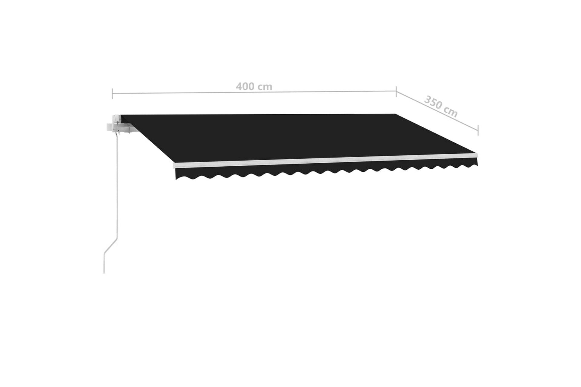 Manuell uttrekkbar markise med LED 400x350 cm antrasitt - Antrasittgrå - Hagemøbler - Solbeskyttelse - Markiser - Balkongmarkise
