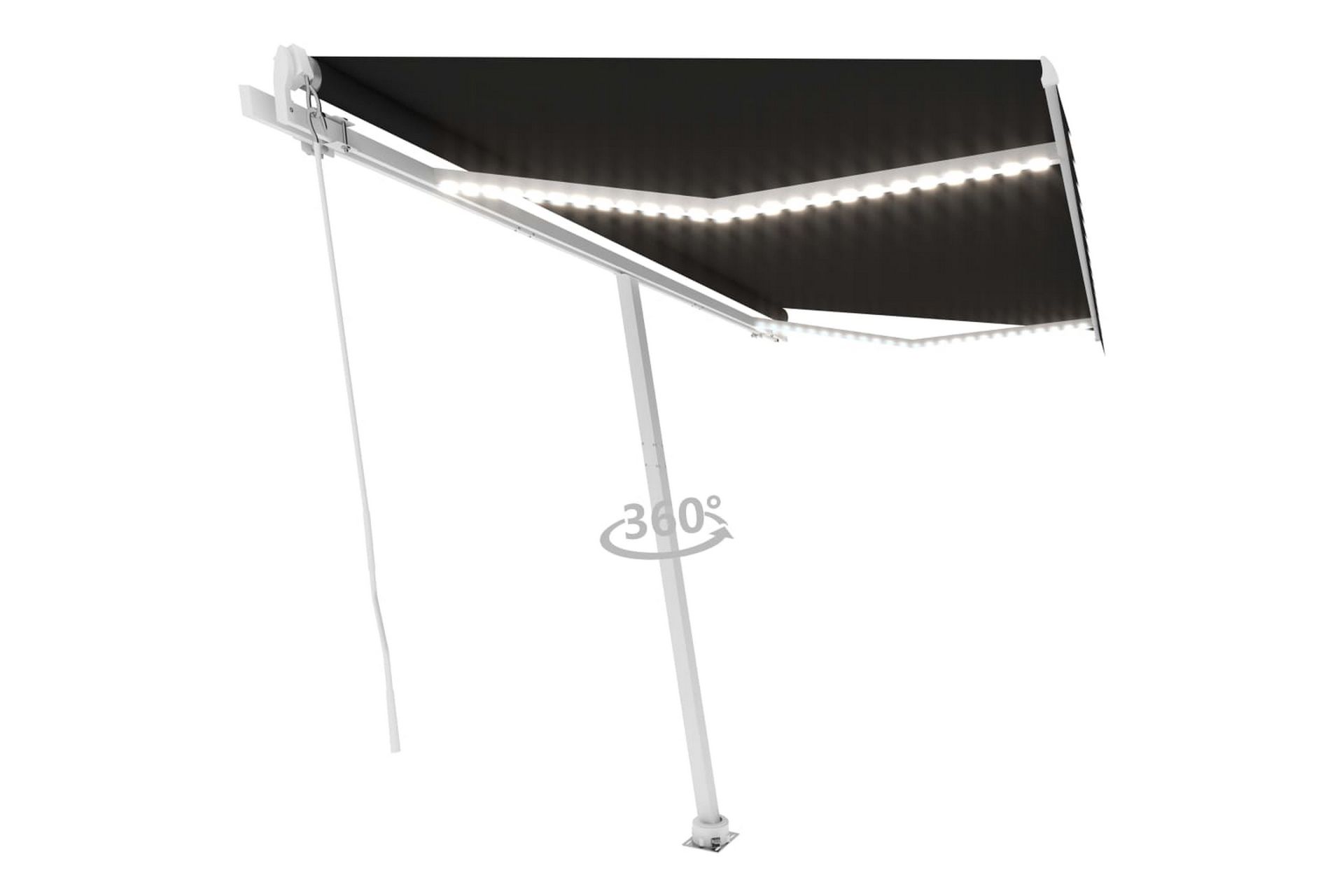 Manuell uttrekkbar markise med LED 400x350 cm antrasitt - Antrasittgrå - Hagemøbler - Solbeskyttelse - Markiser - Balkongmarkise