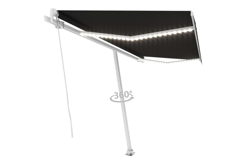 Manuell uttrekkbar markise med LED 400x350 cm antrasitt - Antrasittgrå - Hagemøbler - Solbeskyttelse - Markiser - Balkongmarkise