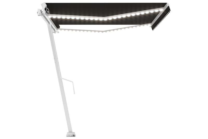 Manuell uttrekkbar markise med LED 400x350 cm antrasitt - Antrasittgrå - Hagemøbler - Solbeskyttelse - Markiser - Balkongmarkise