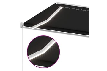 Manuell uttrekkbar markise med LED 400x350 cm antrasitt - Antrasittgrå - Hagemøbler - Solbeskyttelse - Markiser - Balkongmarkise