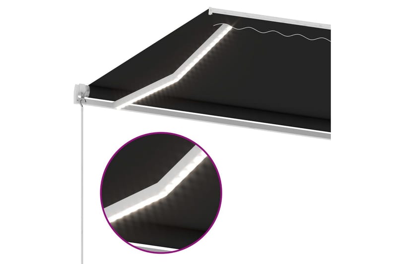 Manuell uttrekkbar markise med LED 400x350 cm antrasitt - Antrasittgrå - Hagemøbler - Solbeskyttelse - Markiser - Balkongmarkise