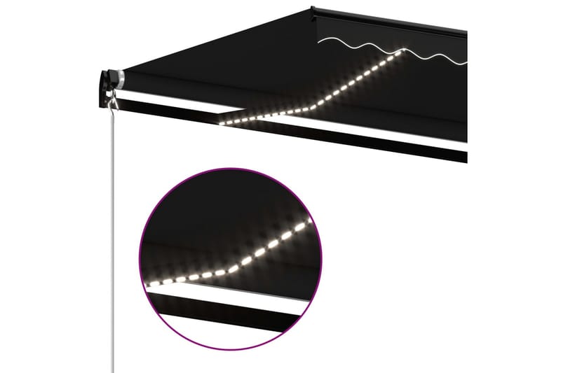 Manuell uttrekkbar markise med LED 400x350 cm antrasitt - Antrasittgrå - Hagemøbler - Solbeskyttelse - Markiser - Balkongmarkise