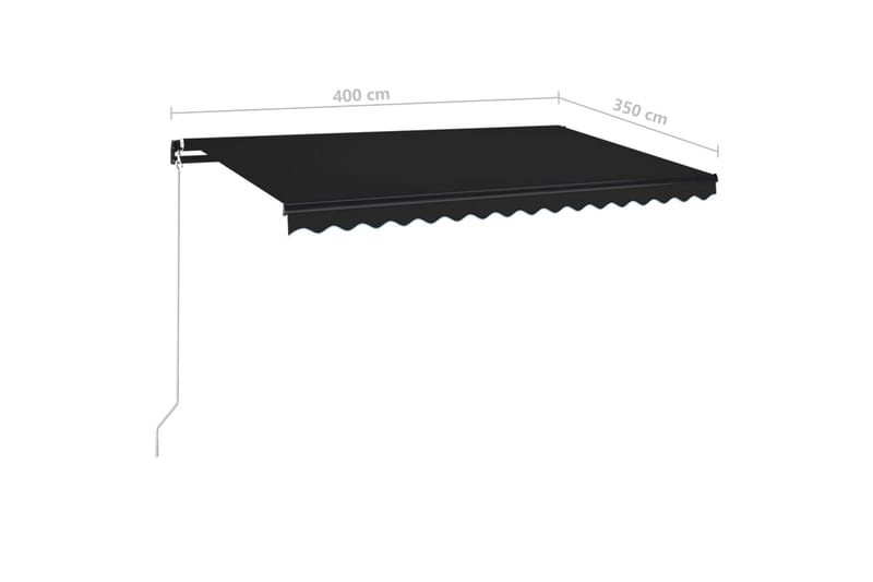 Manuell uttrekkbar markise med LED 400x350 cm antrasitt - Antrasittgrå - Hagemøbler - Solbeskyttelse - Markiser - Balkongmarkise