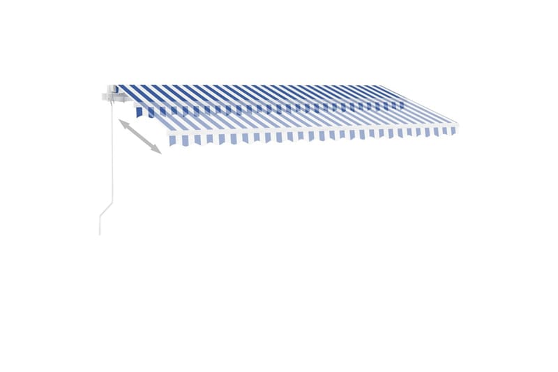 Manuell uttrekkbar markise med LED 400x350 cm blå og hvit - Blå - Balkongmarkise - Markiser - Terrassemarkise