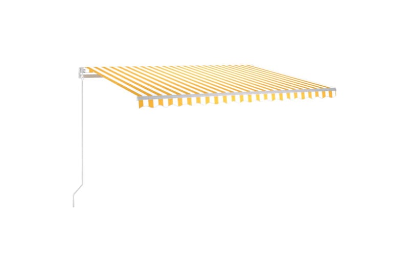 Manuell uttrekkbar markise med LED 400x350 cm gul og hvit - Gul - Balkongmarkise - Markiser - Terrassemarkise