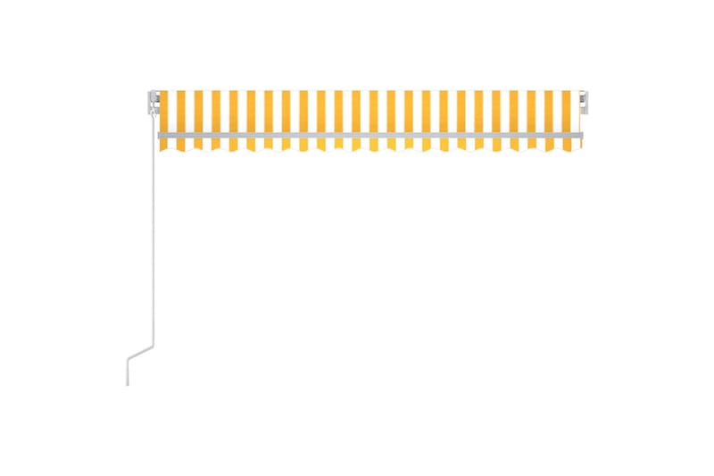 Manuell uttrekkbar markise med LED 400x350 cm gul og hvit - Gul - Hagemøbler - Solbeskyttelse - Markiser - Balkongmarkise