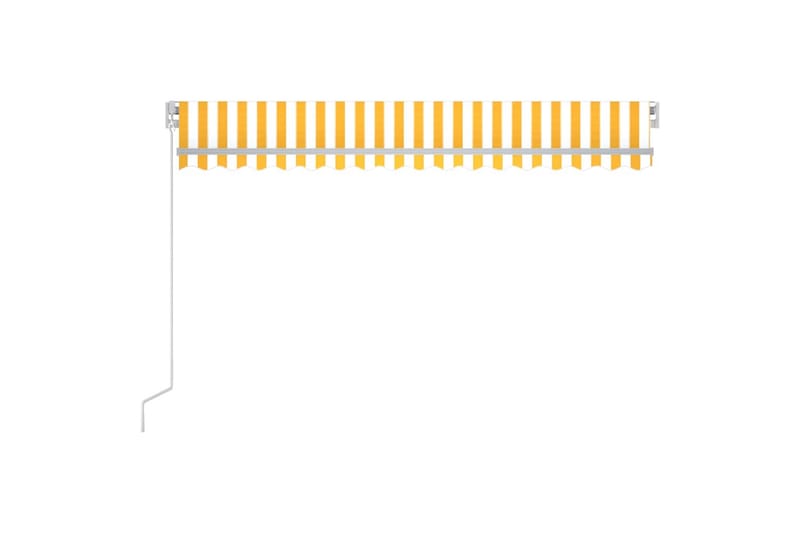 Manuell uttrekkbar markise med LED 400x350 cm gul og hvit - Gul - Balkongmarkise - Markiser - Terrassemarkise