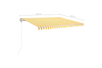 Manuell uttrekkbar markise med LED 400x350 cm gul og hvit - Gul - Hagemøbler - Solbeskyttelse - Markiser - Balkongmarkise