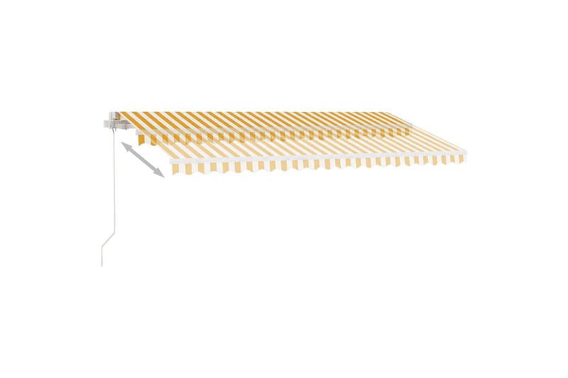 Manuell uttrekkbar markise med LED 400x350 cm gul og hvit - Gul - Hagemøbler - Solbeskyttelse - Markiser - Balkongmarkise