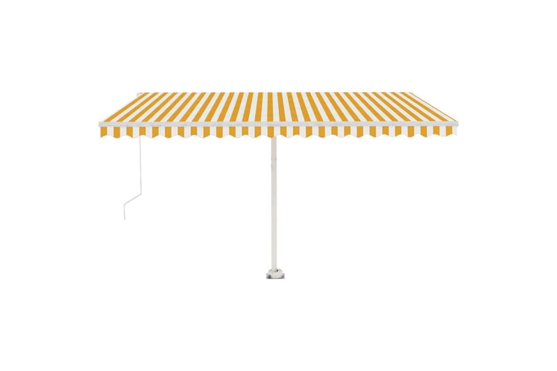 Manuell uttrekkbar markise med LED 400x350 cm gul og hvit - Gul - Hagemøbler - Solbeskyttelse - Markiser - Balkongmarkise