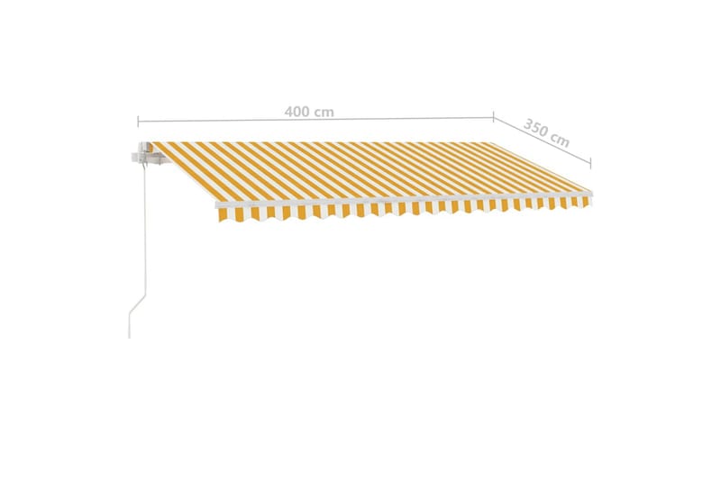 Manuell uttrekkbar markise med LED 400x350 cm gul og hvit - Gul - Hagemøbler - Solbeskyttelse - Markiser - Balkongmarkise
