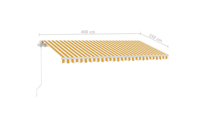 Manuell uttrekkbar markise med LED 400x350 cm gul og hvit - Gul - Balkongmarkise - Markiser - Terrassemarkise