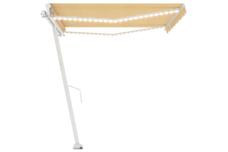 Manuell uttrekkbar markise med LED 400x350 cm gul og hvit - Gul - Hagemøbler - Solbeskyttelse - Markiser - Balkongmarkise