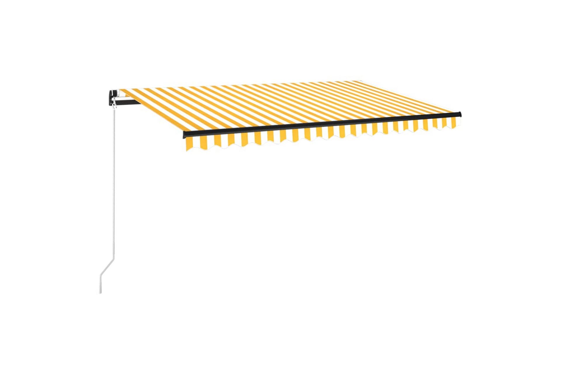 Manuell uttrekkbar markise med LED 400x350 cm gul og hvit - Gul - Hagemøbler - Solbeskyttelse - Markiser - Balkongmarkise