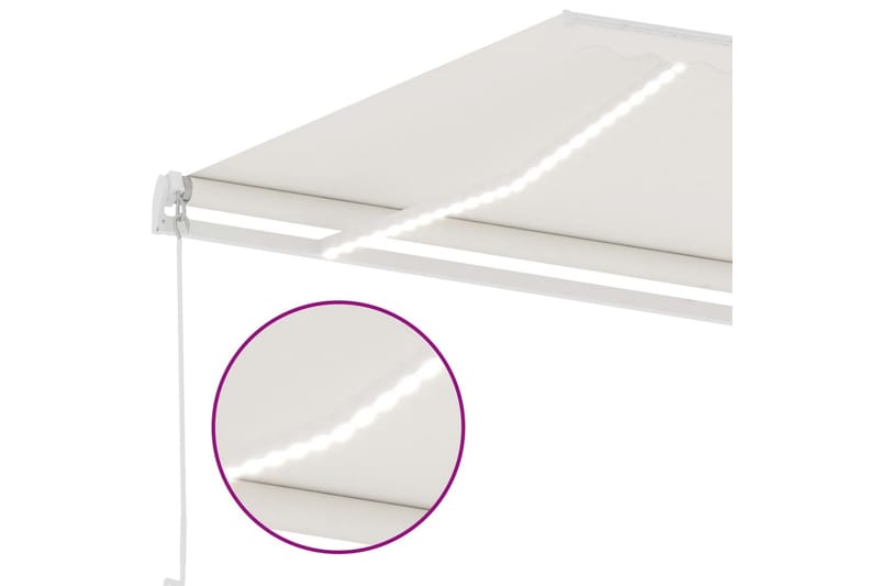 Manuell uttrekkbar markise med LED 400x350 cm kremhvit - Krem - Balkongmarkise - Markiser - Terrassemarkise