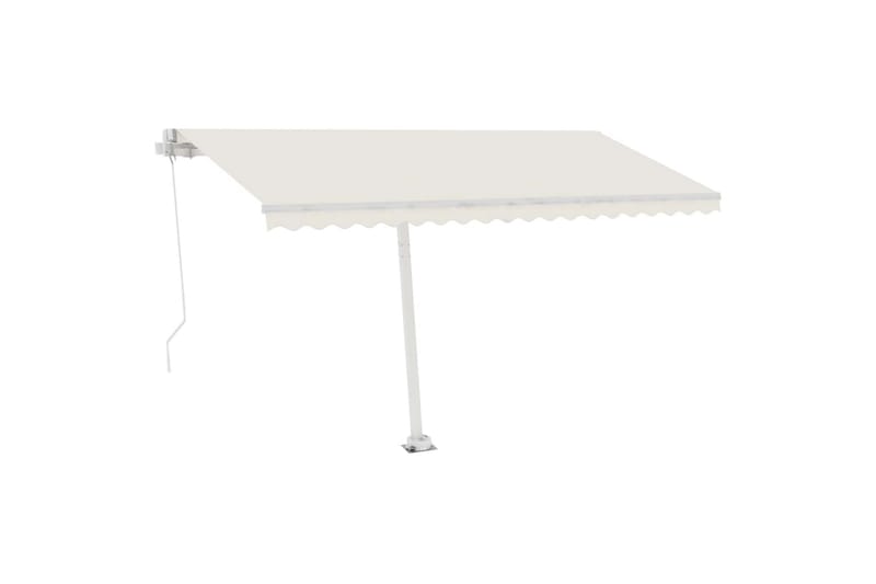 Manuell uttrekkbar markise med LED 400x350 cm kremhvit - Krem - Balkongmarkise - Markiser - Terrassemarkise