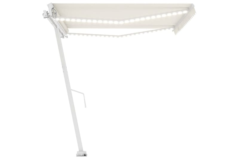 Manuell uttrekkbar markise med LED 400x350 cm kremhvit - Krem - Hagemøbler - Solbeskyttelse - Markiser - Balkongmarkise