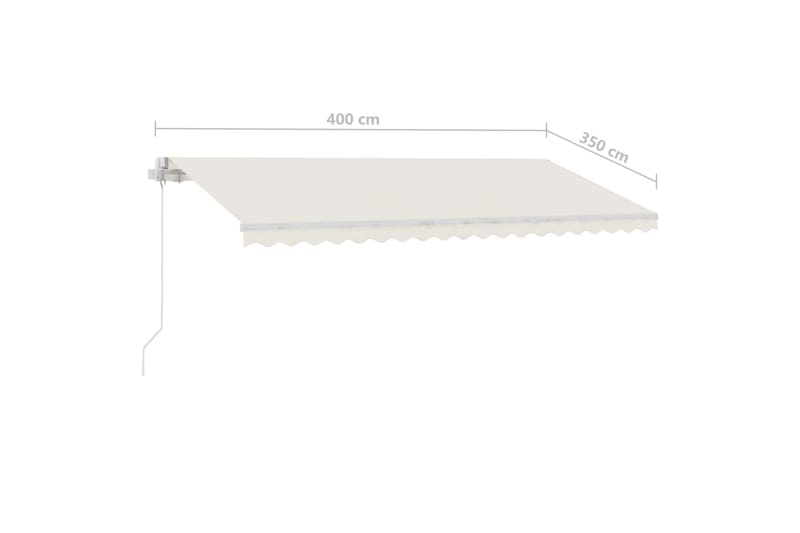 Manuell uttrekkbar markise med LED 400x350 cm kremhvit - Krem - Hagemøbler - Solbeskyttelse - Markiser - Balkongmarkise